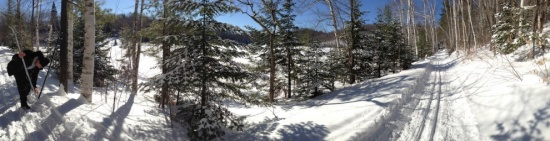 Bain de soleil au lac Matley de Ste-Adèle. Quelle belle journée! J'encourage l'absentéisme préventif pour quiconque surchauffe des neurones. Photo par Mario N., 3 février 2014.