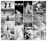 Montage photos en noir et blanc. Yves Marcoux, photographe.