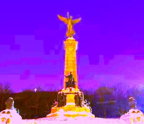 Monument George-Etienne-Cartier hiver soir