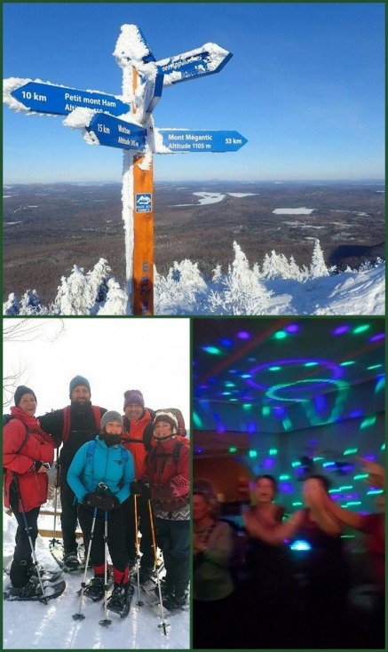 Sommet Mont Ham. Les fêtes VVV 2016 dans Charlevoix: Joyeux lurons au Sentier des Caps; party de la veille du jour de l'an 2017.