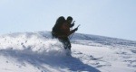 Télémark avec charge, au golf du Mt Gabriel. Photo par J. Simoneau, H12.